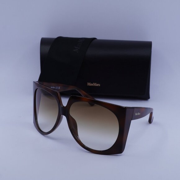 MaxMara ANNE MM0023 52F Geometric Sunglasses - Havana/Brown - Picture 1 of 11